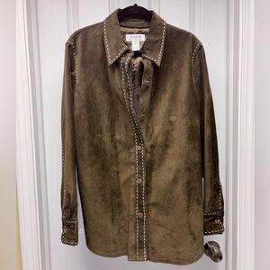 Alfani Woman Genuine Leather Jacket – Brown – Size 1X